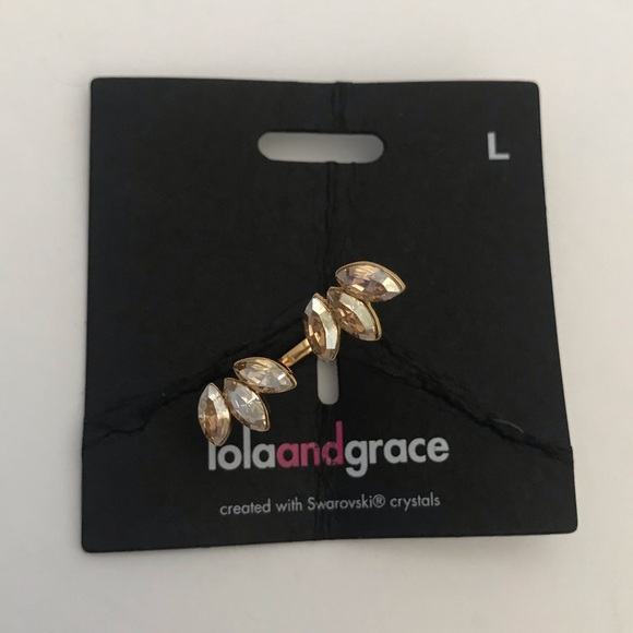 Lola and Grace Leaf U-Ring Swarovski crystals - Picture 2 of 6